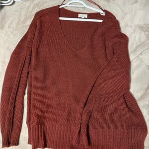 Lucky Brand Women's V-Neck Sweater - Brick Red
